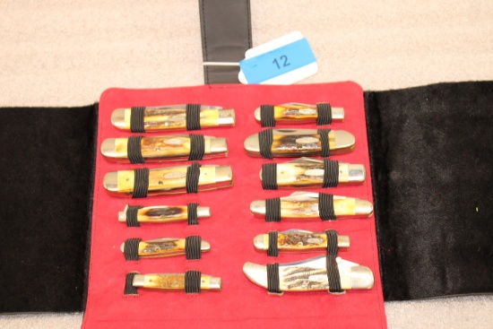 (12) Case XX Knives with Genuine Stag Handles (1 BoneStag)
