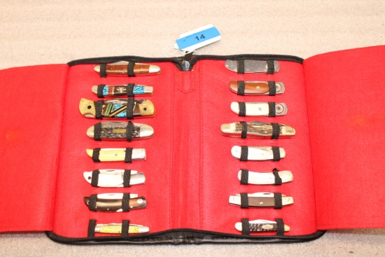 (16) Knives in a Variety of Brands with Zippered Knife Case