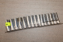 (15) Snap-On 1/2" Drive Metric Deep Well Sockets