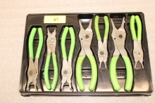 Snap-On 7 Pc. Set of Green Handle Snap Ring Pliers