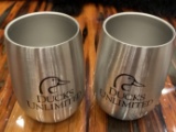 2 DU engraved stainless steel wine glasses