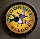 Spoonbill Saloon Light Up Wood Barrel End