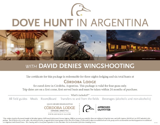 Dove Hunt for 4 in Argentina- Cordobe Lodge