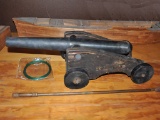 Black Powder Signal Cannon Metal Barrel on Wooden Carriage