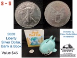 Liberty Silver Dollar with Piggy Bank