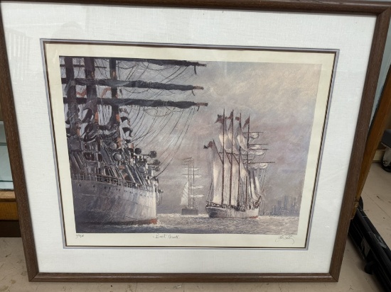 Boat Parade framed print with replica coin