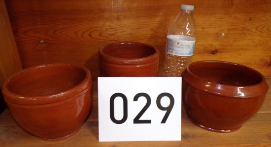 3 Redware Bowls