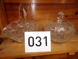 Glass Basket & Glass Covered Bowl