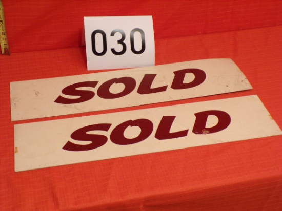 Two Vintage Metal "Sold" Signs