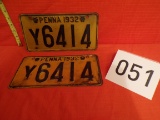 Pair Of Matching Pennsylvania License Plates