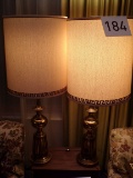 Pair of heavy brass lamps