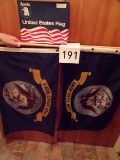 2 Navy flags and USA flag