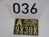 1941 Pa Hunting License