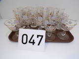 15 Pieces Gold Rimmed Glassware