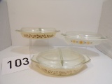 3 Pyrex Divided Dish and Lids