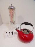 Contemporary Straw Holder and Chantal Christmas Teapot