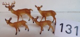 4 Vintage Hard Plastic Deer