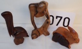 3 Vintage Wooden Figurines