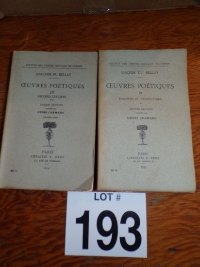 Lot of 2 Ceuvres Poetiques books