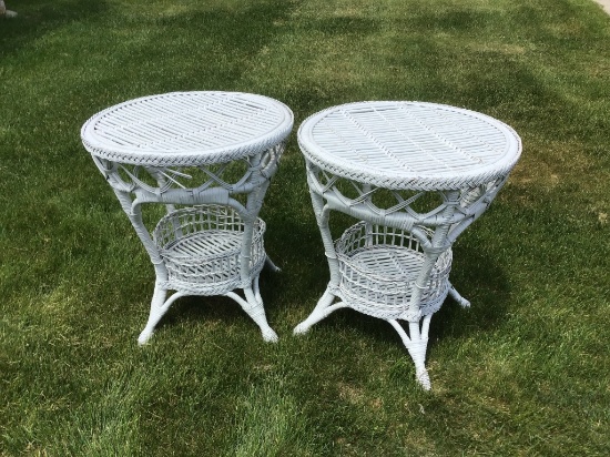 PR OF WICKER SIDE TABLES