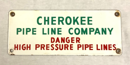Cherokee Pipeline Porcelain Sign