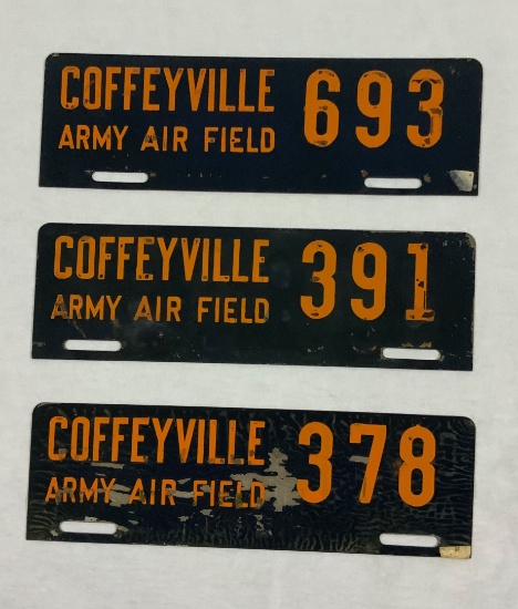 3 Coffeyville Army Air Field License Plate Toppers