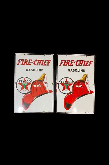 (2) Texaco Fire Chief Porcelain Signs.