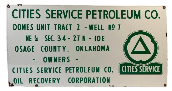 Cities Service Porcelain Lease Sign
