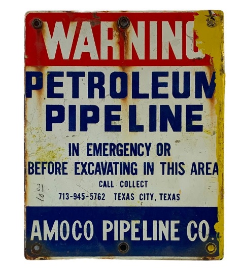 Amoco Porcelain Pipeline Sign