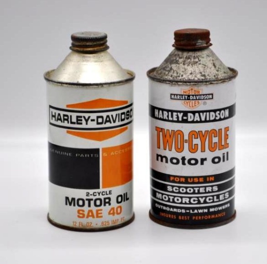 2 Harley Davidson Cone-Top Oil Cans