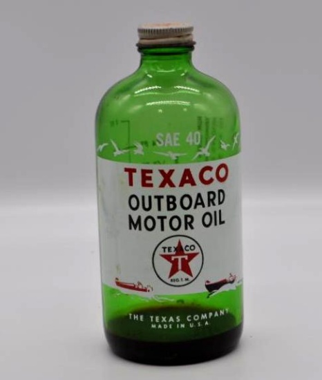 Texaco One Pint Outboard Motor Oil Bottle