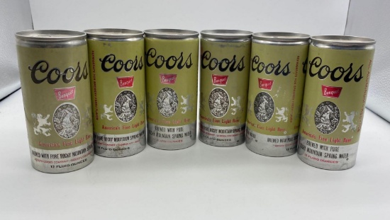 6 1980?s Coors Pop Top Cans w/ Vent