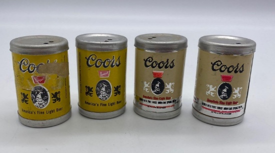 Two sets on Coors mini can Salt and Pepper Shakers NIB