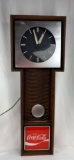 Coca-Cola Wood Clock w/ Sliding Pendulum