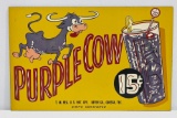 Purple Cow 15 Cents Sign NOS Very Graphic