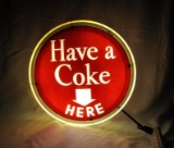 1950's Coca-Cola Hanging Halo Light-Up Sign