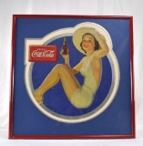 1938 Coca-Cola Bathing Beauty Framed Advertisement Round Version
