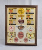 Framed Coors Memorabilia Rare Bottle Labels, Coasters, Etc.