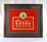 Framed Coors America's Fine Light Beer Glass Panel
