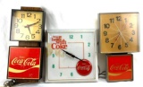 Three 1960's and 1970's Coca-Cola Electric Clockspppp