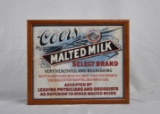 Coors Malted Milk Framed Advertisement Prohibition Era