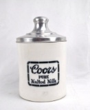 Coors Glazed Stoneware Malted Milk Jar Dark Green