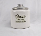 Coors Glazed Stoneware Malted Milk Jar Hunter Green