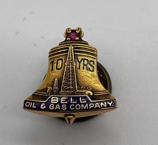 Bell Oil and Gas Co. 10 Year Service Pin w/ Ruby
