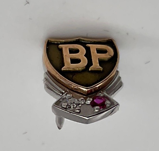 BP Service Pin w/ Diamond and Garnet