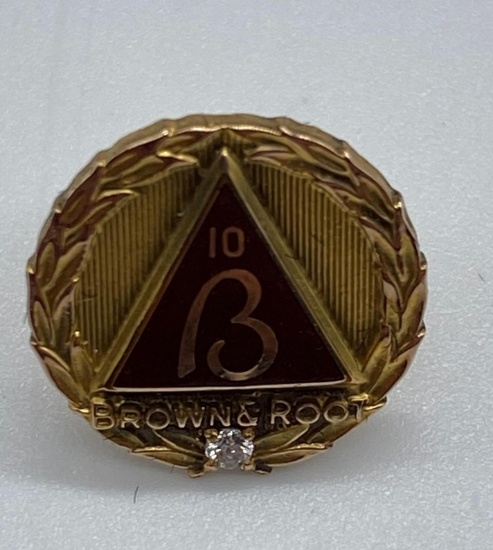 Brown and Root 10 Year Service Pin w/ Diamond