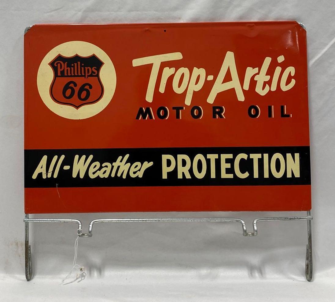 Phillips 66 Trop-Artic Oil Can Rack Topper Sign | Proxibid