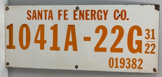 Santa Fe Energy Company Porcelain Lease Sign