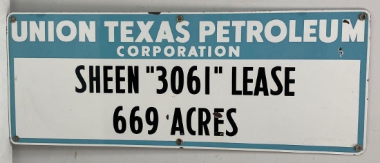 Union Texas Petroleum Company Porcelain Lease Sign