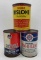 (2) Quart Oil Cans Risolene, Royal and Ultralube